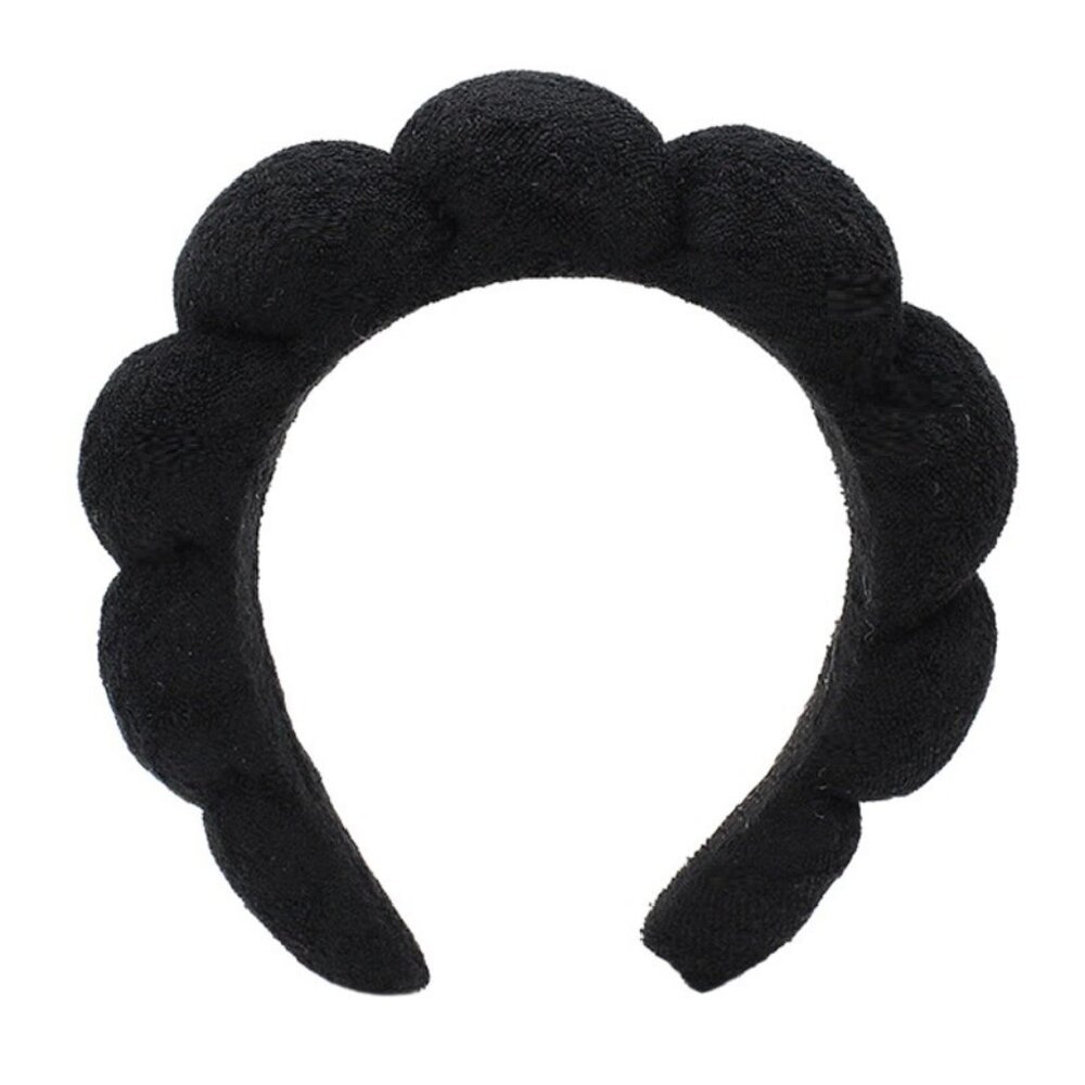 Zenana Spa Sponge Terry Towel Hair Headband, Black